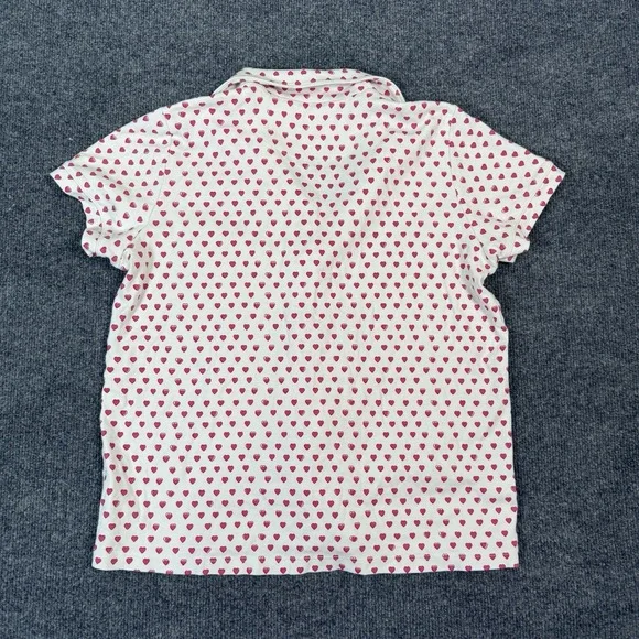 Roller Rabbit 100% Pima Cotton Hearts Polo Pajama Top in Pink Size Medium - Picture 5 of 7